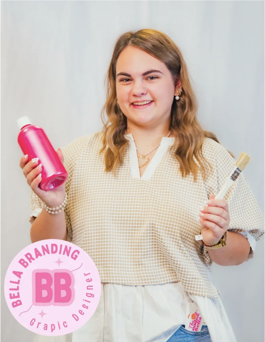 Isabella holding Bella Branding supplies